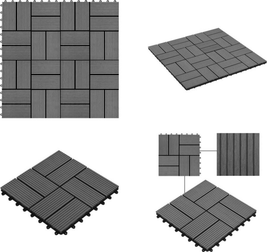 VidaXL 22 st Terrastegels 30x30 cm 2 m² HKC grijs Terrastegel Terrastegels Terras Tegel Terras Tegels