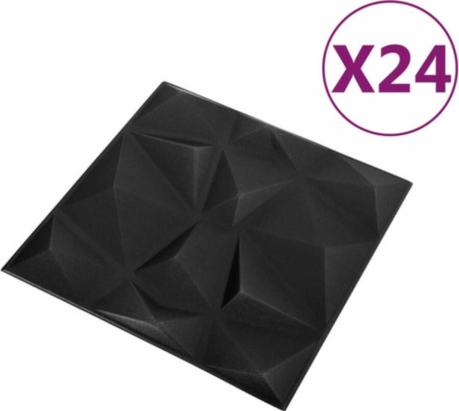 VidaXL 48 st Wandpanelen 3D 12 m² 50x50 cm diamantzwart