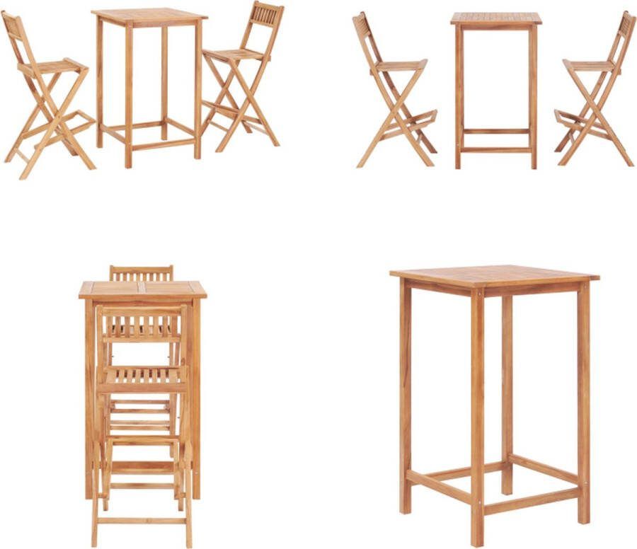 VidaXL 3-delige Barset massief teakhout Barset Barsets Bistroset Bistrosets