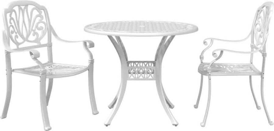 VidaXL 3-delige Bistroset gietaluminium wit