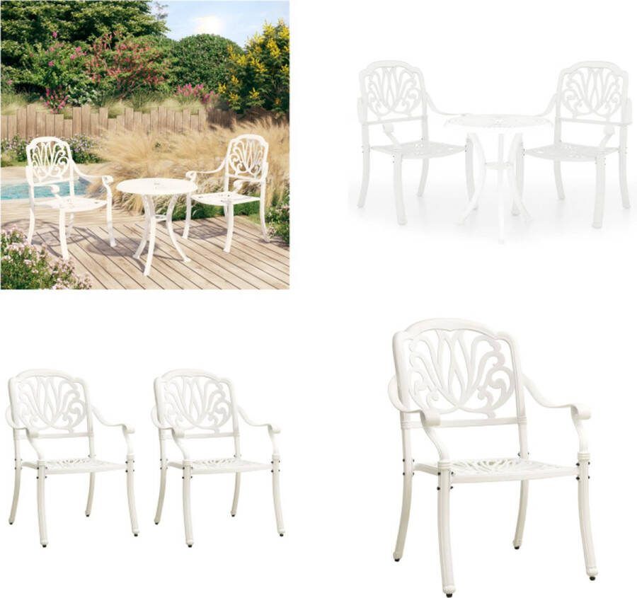 VidaXL 3-delige Bistroset gietaluminium wit Bistroset Bistrosets Bistro Set Bistro Sets