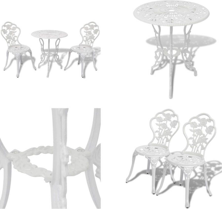 VidaXL -3-delige-Bistroset-gietaluminium-wit Bistroset Bistrosets Bistro Set Bistro Sets Bistrotafel En Stoelen