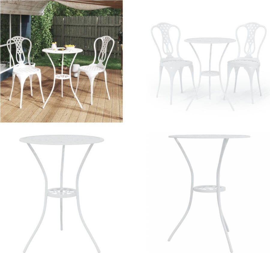 VidaXL 3-delige Bistroset gietaluminium wit Bistroset Bistrosets Stoel Bistrostoel
