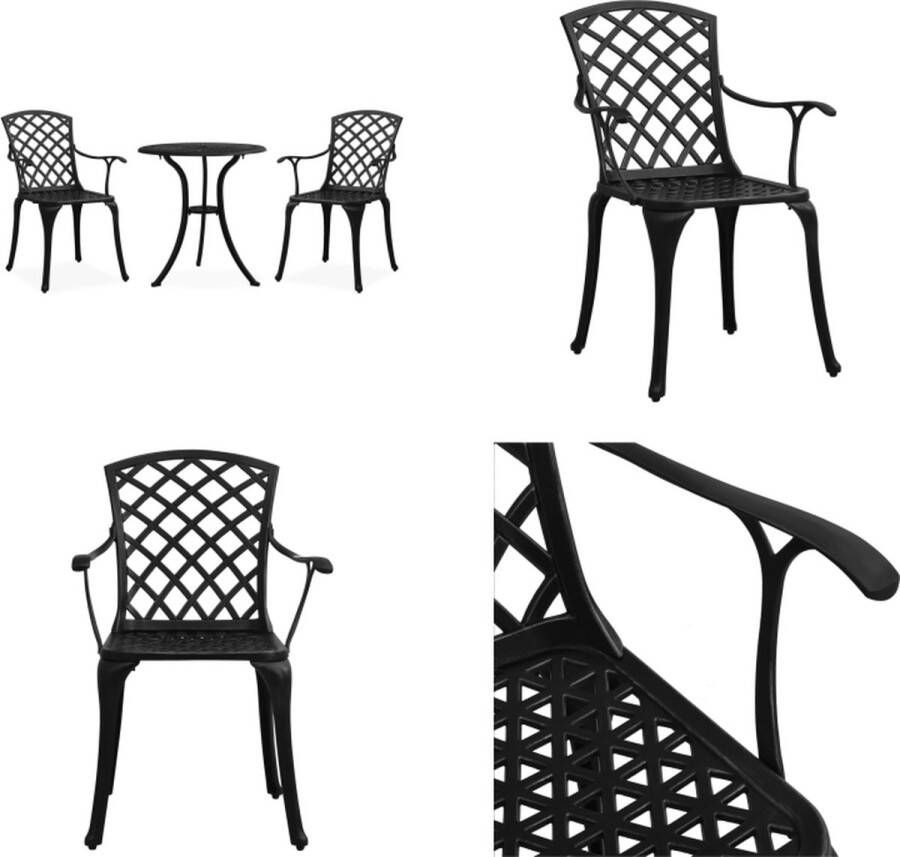 VidaXL 3-delige Bistroset gietaluminium zwart Bistroset Bistrosets Bistro Set Bistro Sets