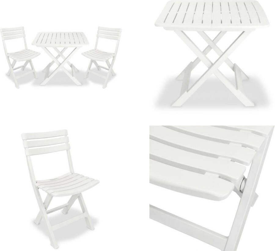 VidaXL 3-delige Bistroset inklapbaar kunststof wit Tuinset Tuinsets Tuin Set Tuin Sets