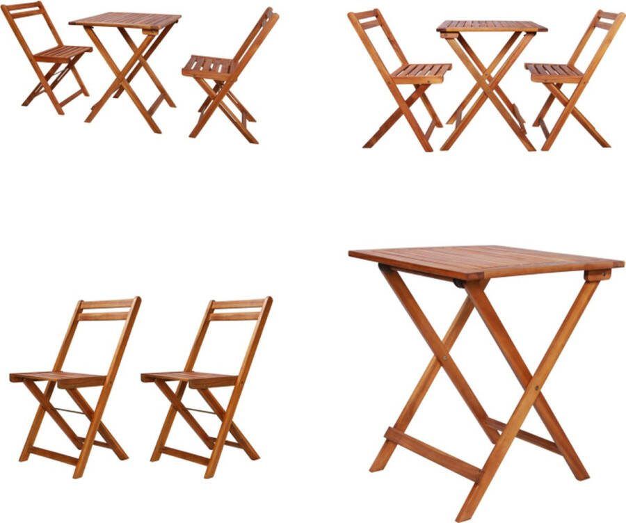 VidaXL 3-delige Bistroset inklapbaar massief acaciahout Bistro Set Bistro Sets Houten Bistroset Houten Bistrosets