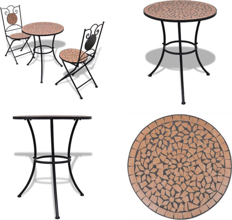 VidaXL -3-delige-Bistroset-keramische-tegel-terracotta Stoel Stoelen Bistrostoel Bistrostoelen