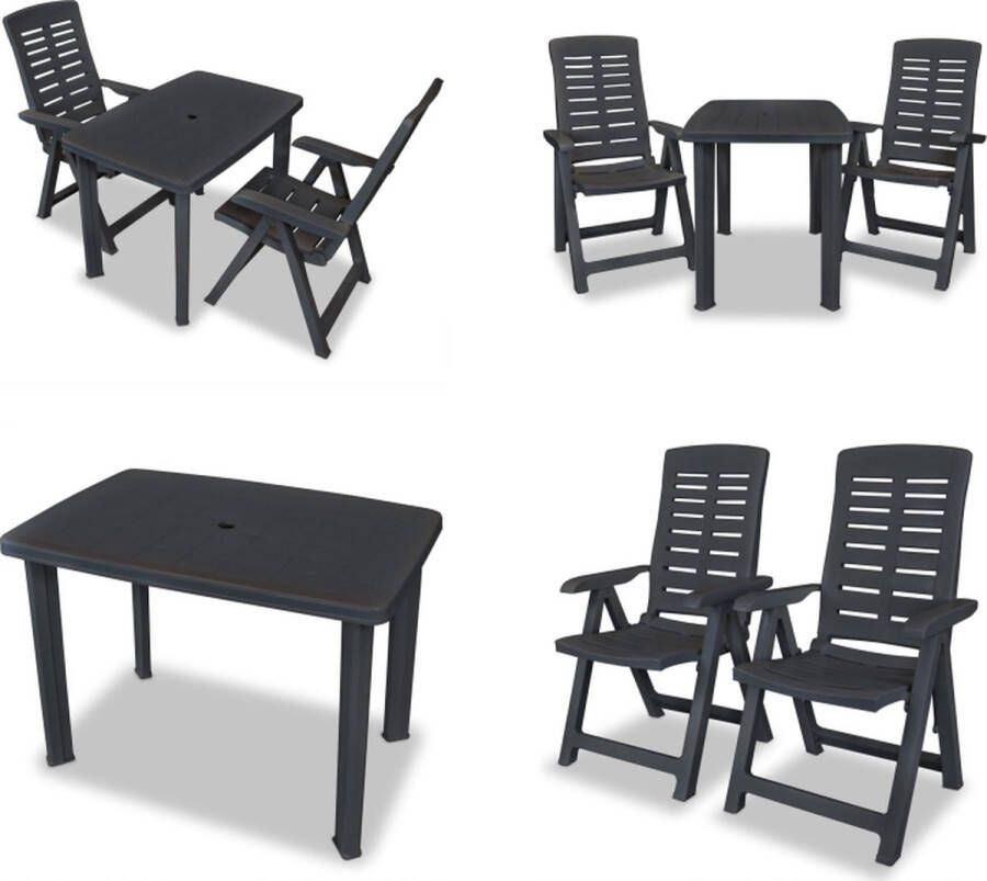 VidaXL 3-delige Bistroset kunststof antraciet Tuinset Tuinsets Tuin Set Tuin Sets