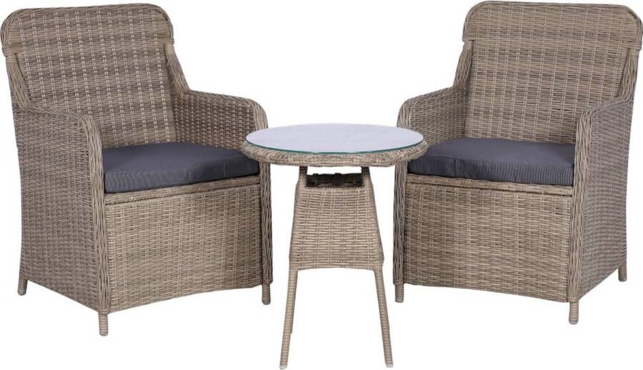 VidaXL -3-delige-Bistroset-met-kussens-poly-rattan-bruin