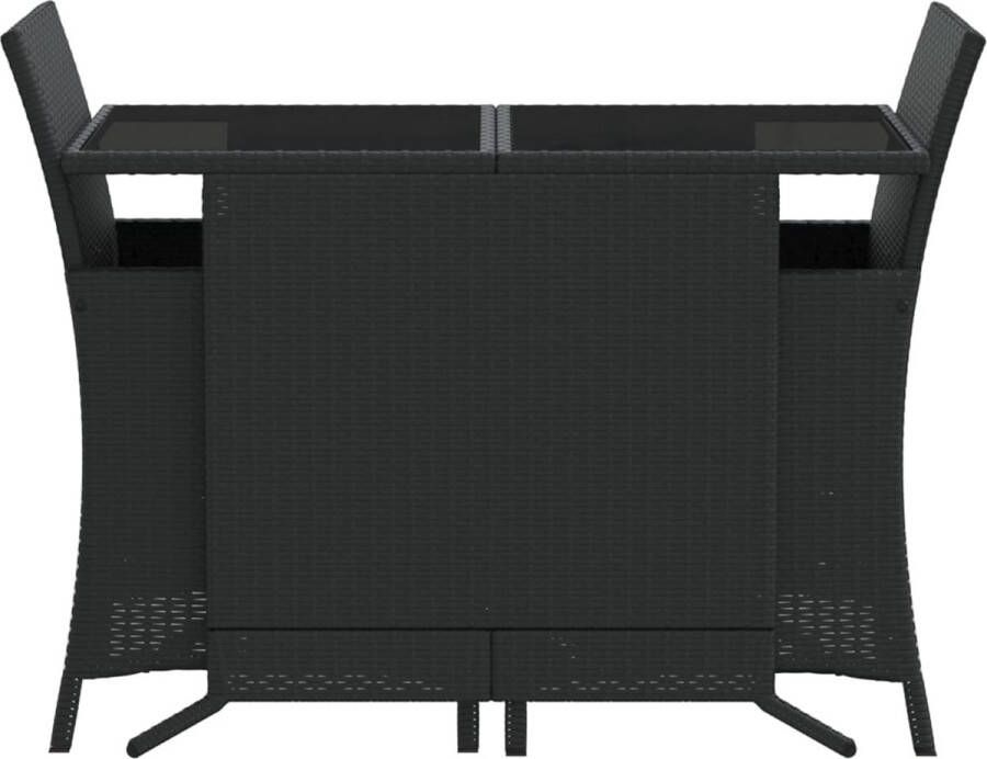 VidaXL 3-delige Bistroset met kussens poly rattan zwart