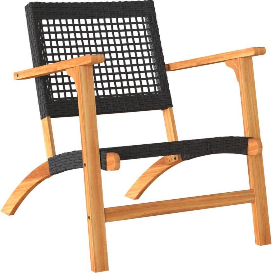 VidaXL 3-delige Bistroset poly rattan en massief acaciahout zwart