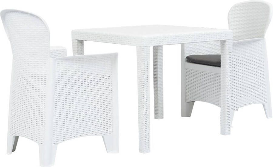 VidaXL -3-delige-Bistroset-rattan-look-kunststof-wit