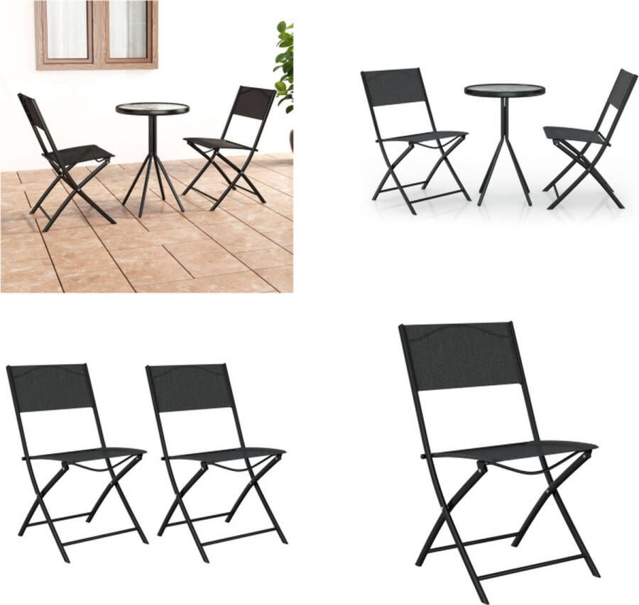 VidaXL 3-delige Bistroset staal zwart Bistroset Bistrosets Bistro Set Bistrotafel