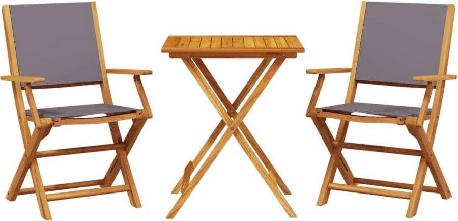 VidaXL 3-delige Bistroset stof en massief hout antracietkleurig