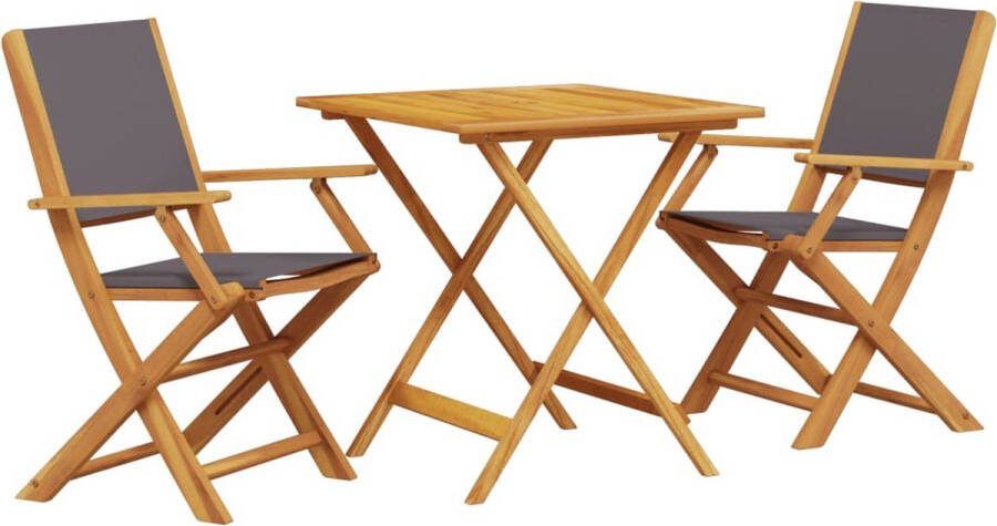 VidaXL 3-delige Bistroset stof en massief hout antracietkleurig