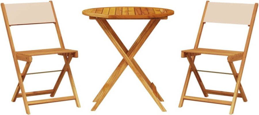 VidaXL 3-delige Bistroset stof en massief hout beige