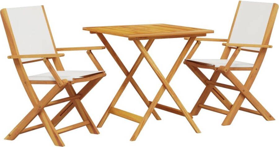 VidaXL 3-delige Bistroset stof en massief hout crèmewit