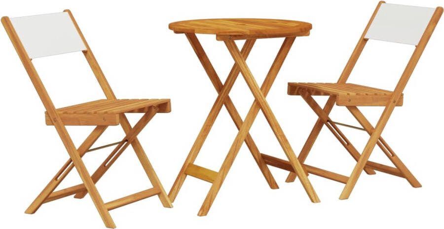 VidaXL 3-delige Bistroset stof en massief hout crèmewit