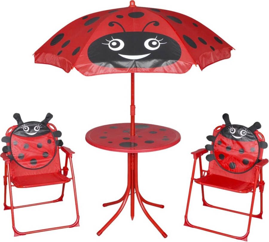 VidaXL -3-delige-Bistroset-voor-kinderen-met-parasol-rood