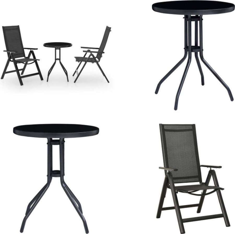 VidaXL 3-delige Bistroset zwart en atracietkleurig Bistroset Bistrosets Terrasset Terrassets