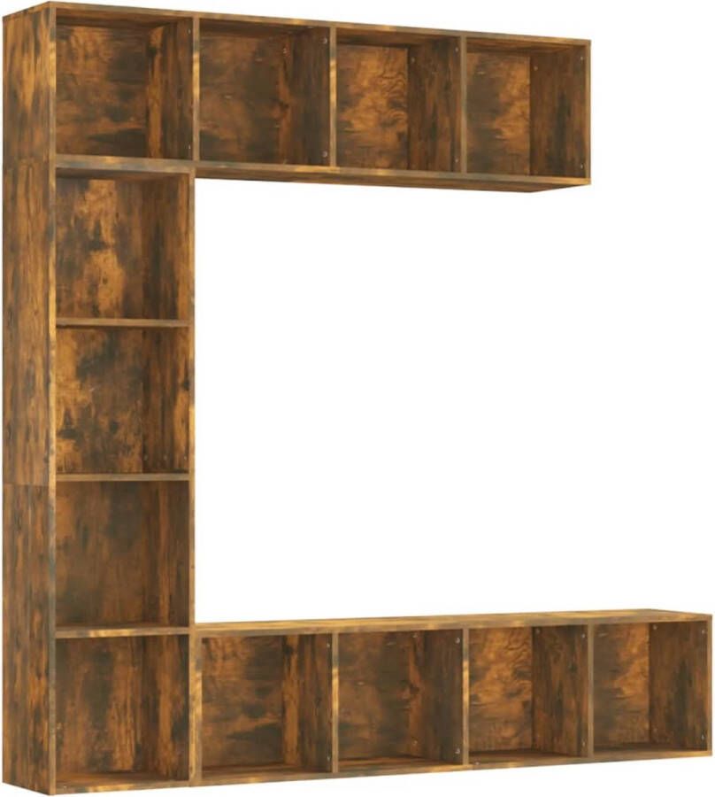 VidaXL -3-delige-boekenkast-- -tv-meubelset-180x30x180-cm-gerookt-eiken