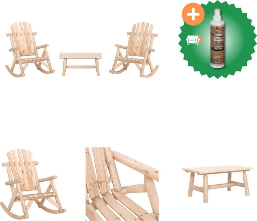 VidaXL Schommelstoel Adirondack Massief vurenhout 69 x 96 x 101 cm Max 110 kg Inclusief tafel Tuinset Inclusief Houtreiniger en verfrisser