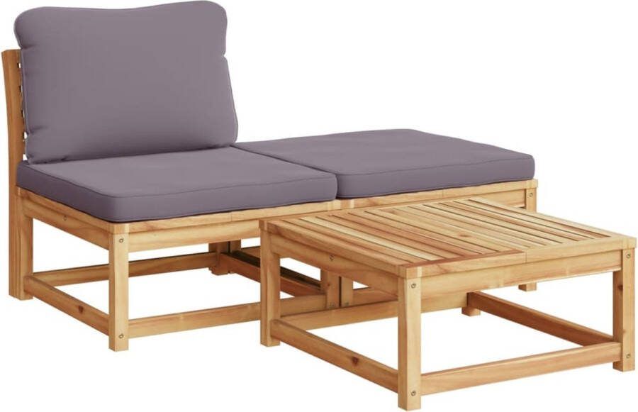 VidaXL 3-delige Loungeset met kussens massief acaciahout