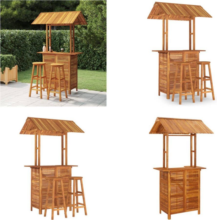 VidaXL 3-delige Tuinbarset massief acaciahout Tuinbarset Tuinbarsets Tuinset Barset