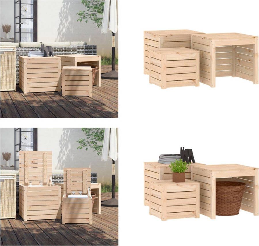 VidaXL 3-delige Tuinboxset massief grenenhout Tuinbox Tuinboxen Opbergbox Tuinopbergbox
