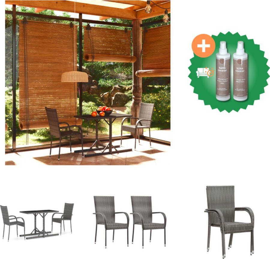 VidaXL Tuinset Eethoek Poly rattan staal glas 110x53x72cm Antraciet Tuinset Inclusief Onderhoudsset