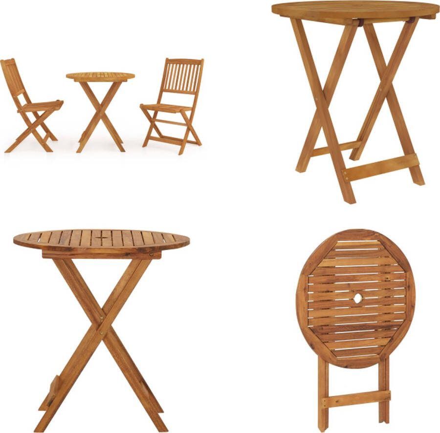 VidaXL 3-delige Tuinset inklapbaar massief acaciahout Bistroset Bistrosets Eethoek Voor In De Tuin Eethoeken Voor In De Tuin
