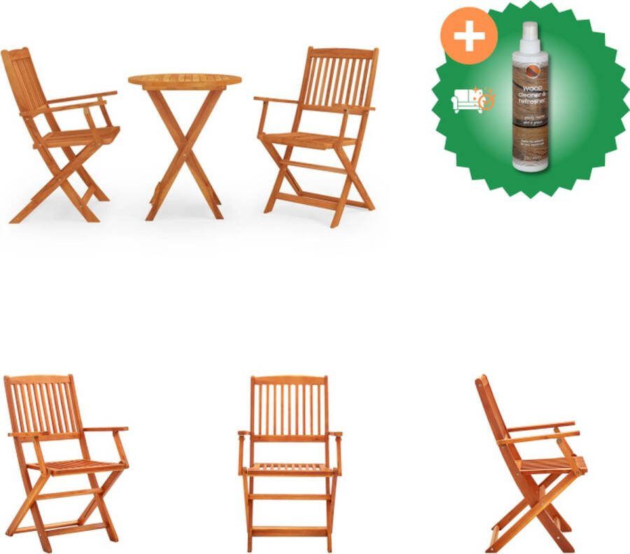 VidaXL Eethoek Eucalyptushout Inklapbaar Houten Tuinset 60 x 75 cm Parasolgat 2 Stoelen Massief Olieafwerking Tuinset Inclusief Houtreiniger en verfrisser