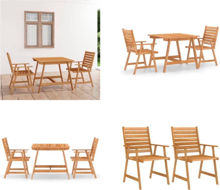 VidaXL 3-delige Tuinset massief acaciahout Houten Tuinset Houten Tuinsets Eethoek Voor Buiten Eethoeken Voor Buiten
