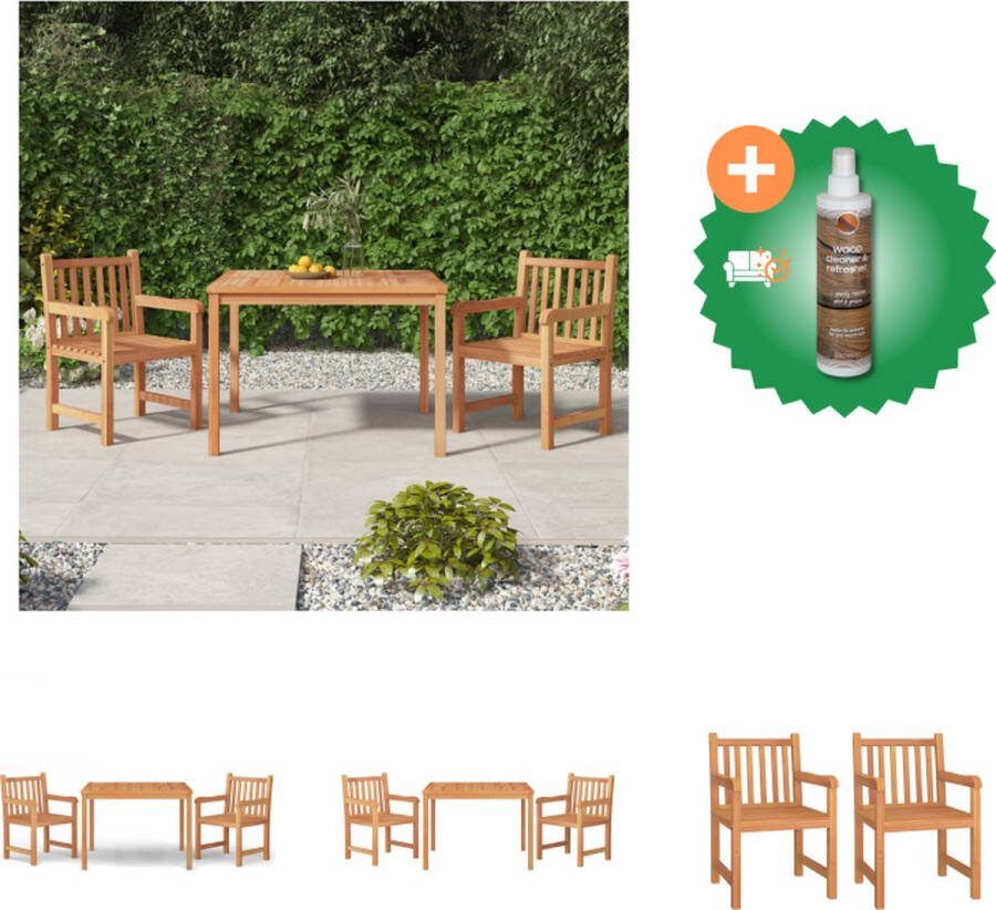 VidaXL Eethoek Hout Tafel 110x110x77cm Stoel 58x60x90cm Tuinset Inclusief Houtreiniger en verfrisser