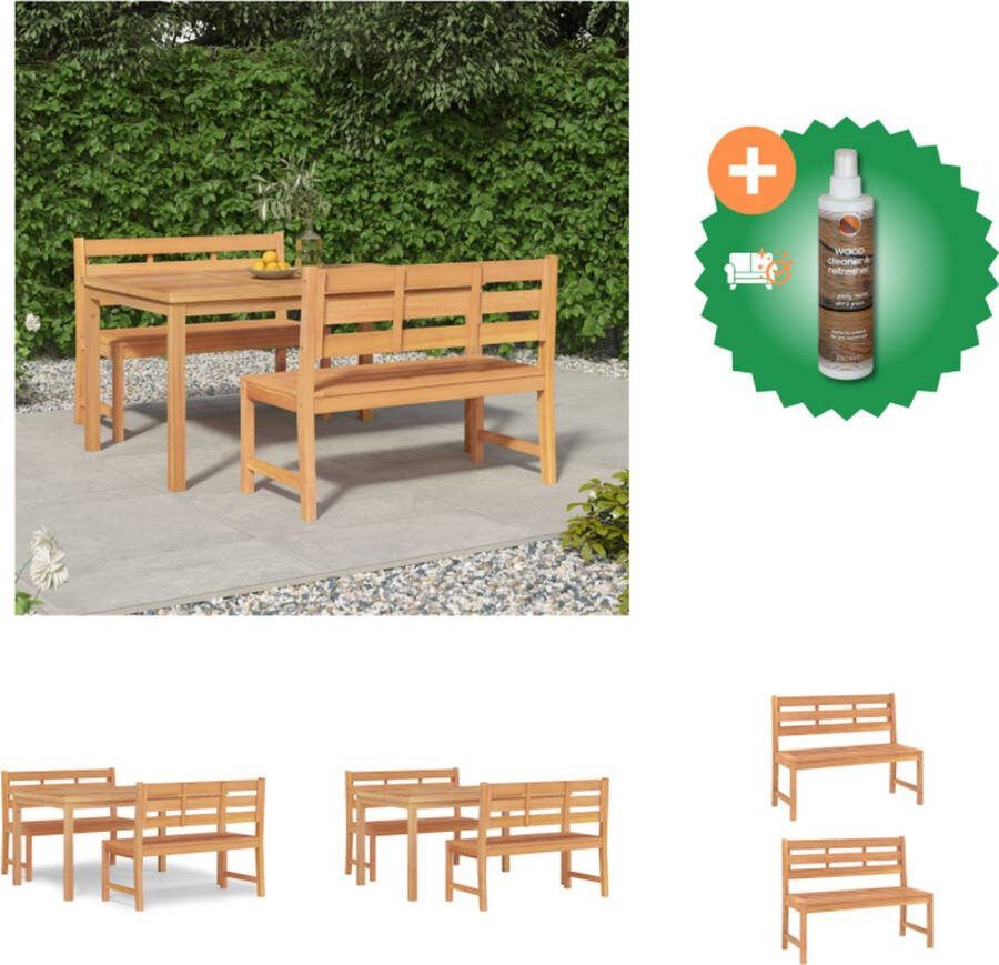 VidaXL Houten Eethoek Tafel- 150 x 90 x 77 cm Bank- 114 x 59 x 90 cm Massief teakhout Tuinset Inclusief Houtreiniger en verfrisser
