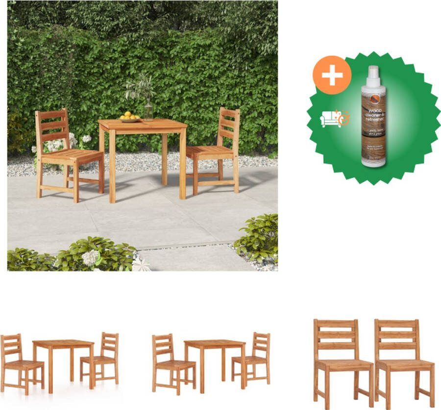 VidaXL Eethoek Massief Teakhout Tafel 80x80x77cm Stoel 50x59x90cm Tuinset Inclusief Houtreiniger en verfrisser