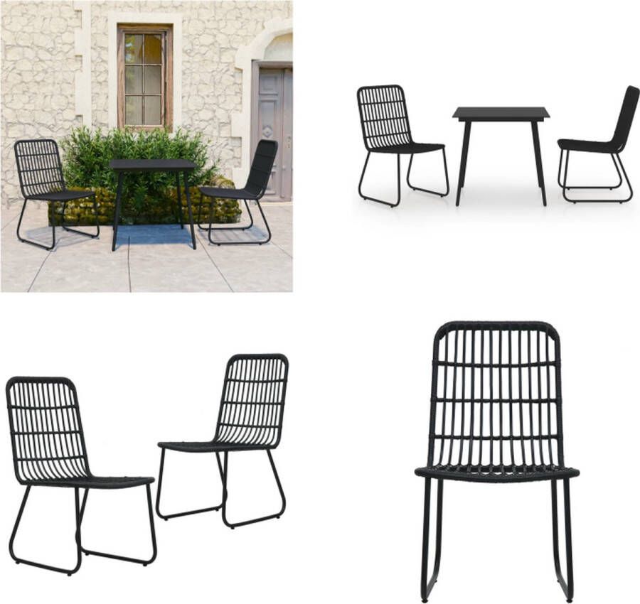 VidaXL 3-delige Tuinset poly rattan en glas Eetset Eetsets Eettafel En Stoel Eettafels En Stoelen