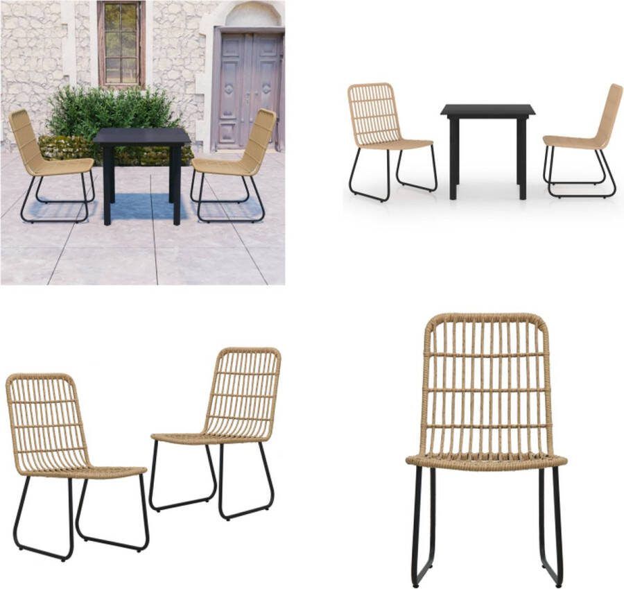 VidaXL 3-delige Tuinset poly rattan en glas Eetset Eetsets Eettafel En Stoel Eettafels En Stoelen