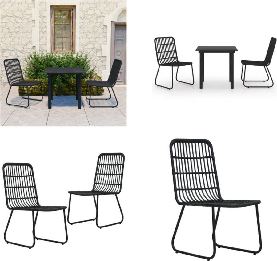 VidaXL 3-delige Tuinset poly rattan en glas Eetset Eetsets Eettafel En Stoel Eettafels En Stoelen