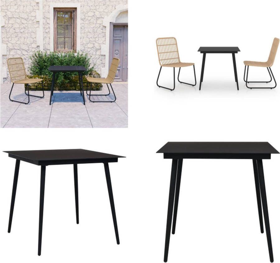 VidaXL 3-delige Tuinset poly rattan en glas Eetset Eetsets Eettafel En Stoel Eettafels En Stoelen