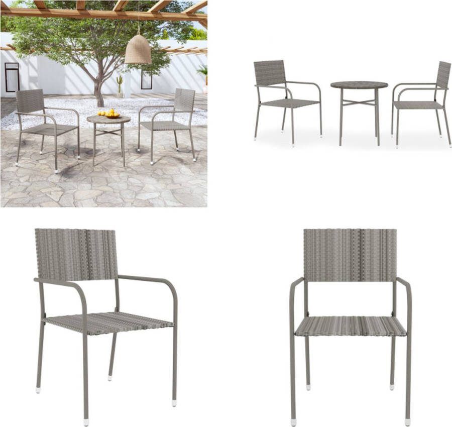 VidaXL 3-delige Tuinset poly rattan grijs Tuinset Tuinsets Eetset Eethoek
