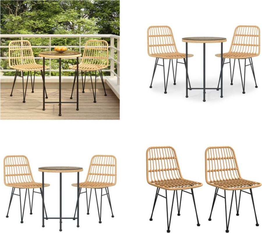 VidaXL 3-delige Tuinset poly rattan Tuinset Tuinsets Tuin Set Tuinmeubelset