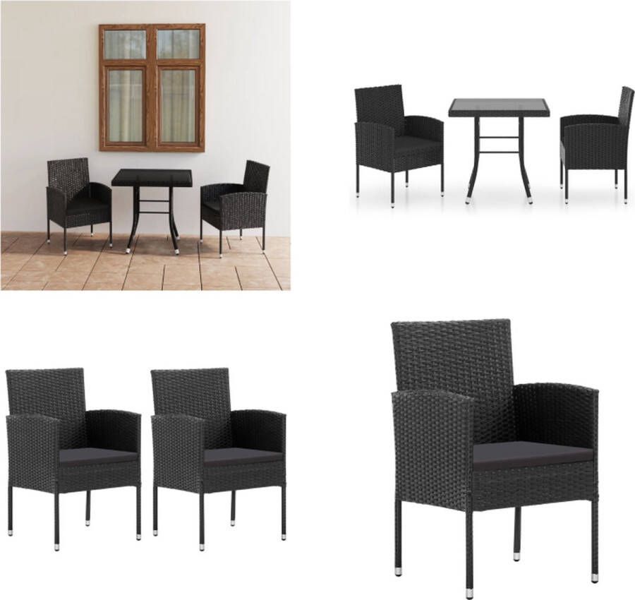 VidaXL 3-delige Tuinset poly rattan zwart Eetset Eetsets Eethoek Eethoeken