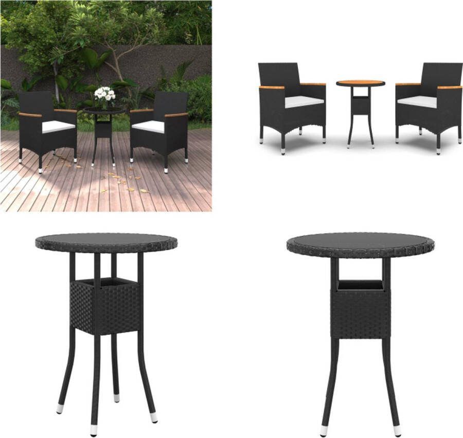 VidaXL 3-delige Tuinset poly rattan zwart Tuinset Tuinsets Tuin Set Tuinmeubelset