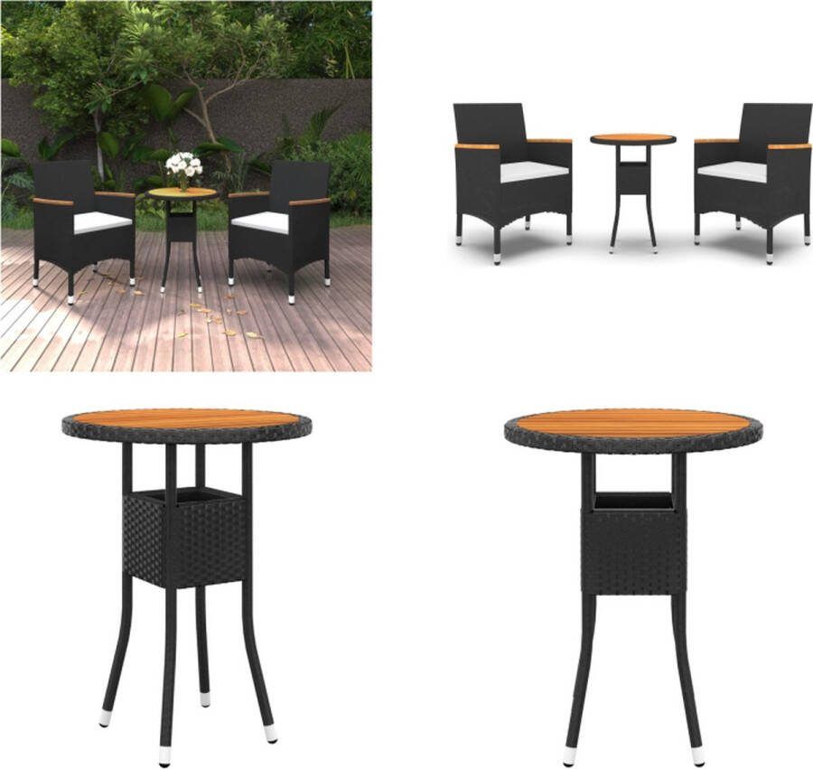 VidaXL 3-delige Tuinset poly rattan zwart Tuinset Tuinsets Tuin Set Tuinmeubelset
