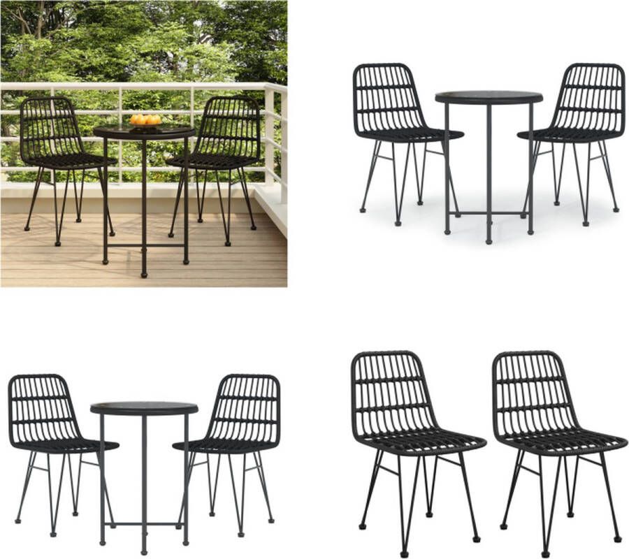 VidaXL 3-delige Tuinset poly rattan zwart Tuinset Tuinsets Tuin Set Tuinmeubelset