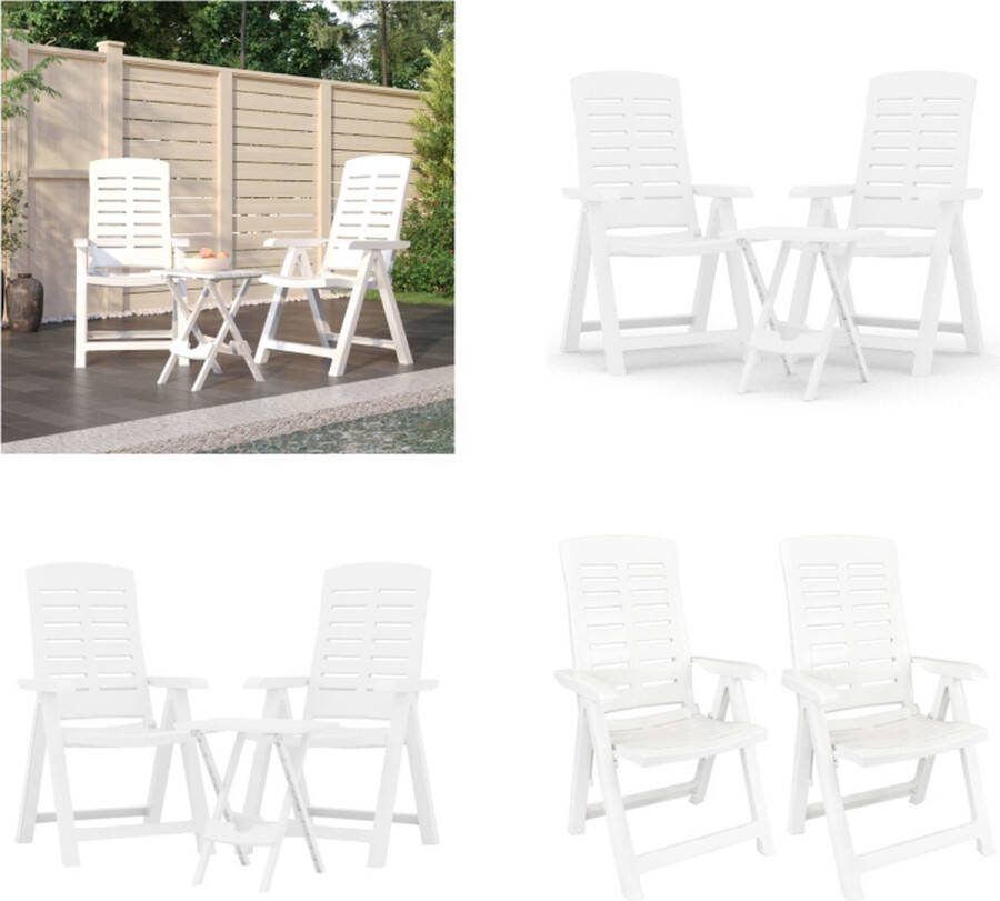 VidaXL 3-delige Tuinset polypropeen wit Eetset Eetsets Eethoek Tafel