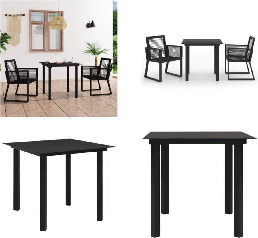 VidaXL 3-delige Tuinset PVC-rattan zwart Eetset Eetsets Eettafel En Stoel Eettafels En Stoelen