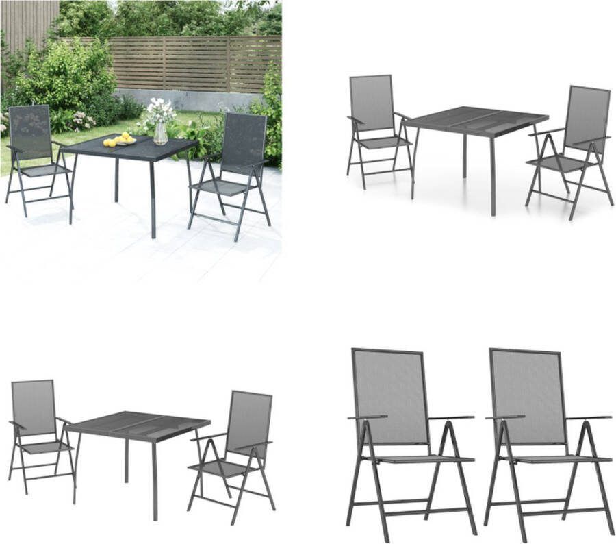 VidaXL 3-delige Tuinset staal antracietkleurig Tuinset Eethoek Buitenset