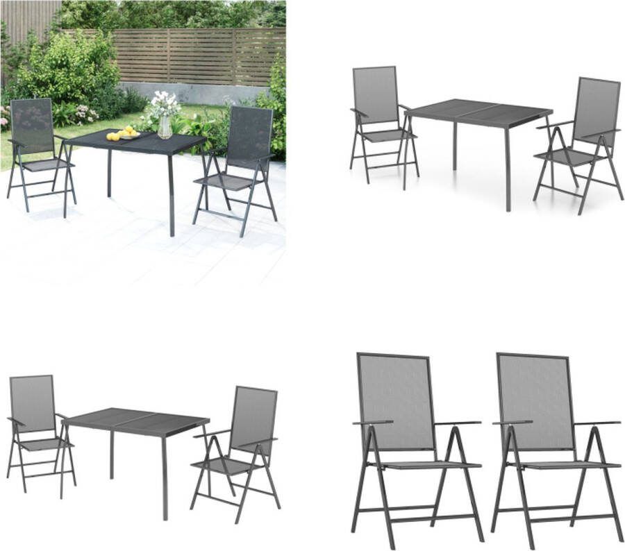 VidaXL 3-delige Tuinset staal antracietkleurig Tuinset Eethoek Buitenset